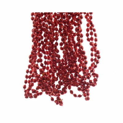 Guirlande De Perles En Bois Rouge Noël 5m - Perles 12mm, Corde Jute - Décoration Sapin, Mur, Porte