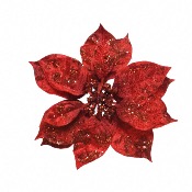 Poinsettia Rouge Paillet sur Clip - Dcoris
