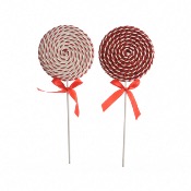 Deux Sucettes en Mousse de couleur Rouge 36 cm - Dcoris