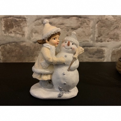 Sujet Enfant et Bonhomme de Neige - Décoris