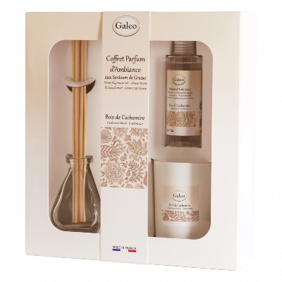 Coffret Diffuseur Rotin et Bougie Bois de Cachemire - GALEO