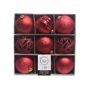 Boules de Noël Rouge Vendues Par 9 Décoris