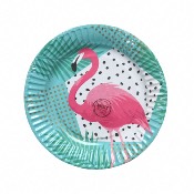 Lot de 6 Assiettes Jetable Flamant Rose diam 23 cm - Dcoris