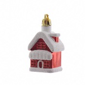 Maison à Suspendre Rouge 7 cm pour Sapin de Noël - Décoris