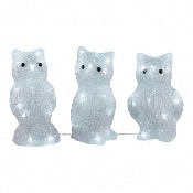 Set de 3 Chouettes Lumineuses 60 Leds