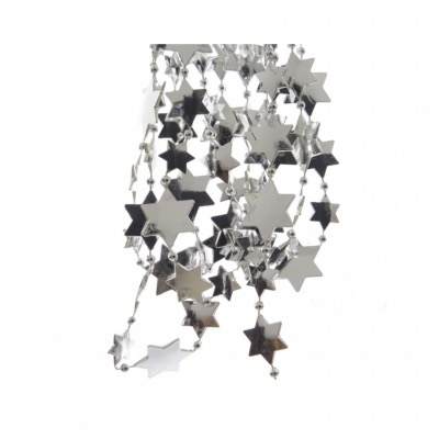 Guirlande de perles et d'étoiles couleur Argent 270 cm - Décoris