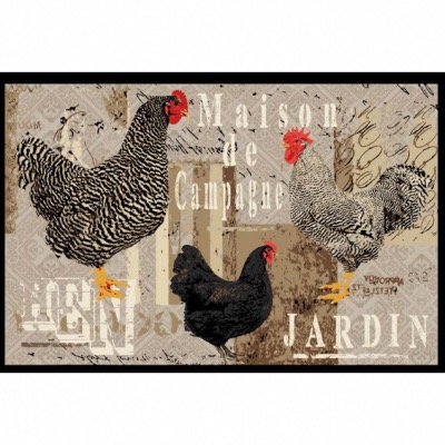 Tapis Patio Maison de Campagne Motif Poules 70 x 50 - Mercury