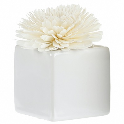Goatier Cube en Céramique Blanc pour Fleur de Goatier 80 ml