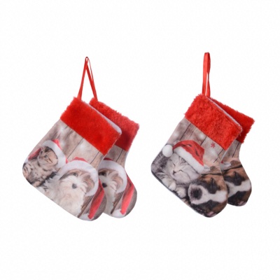 Lot de 2 Mini Chaussettes de Noël à suspendre - Décoris