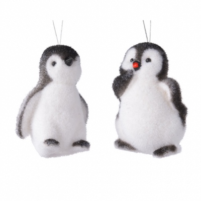 Lot de 2 Pingouins Noir et Blanc à Suspendre - Décoris