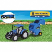 Jouet Tracteur et Presse à balles Agricole Bleu T5 120 New Holland Agriculture