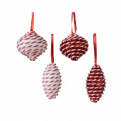 Lot de 4 boules de Noel Rouge et Blanche