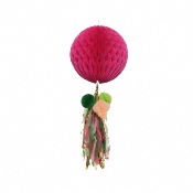 Boule en Papier Rose  Suspendre - Dcoris