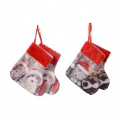 Lot de 2 Mini Chaussettes de Nol  suspendre - Dcoris