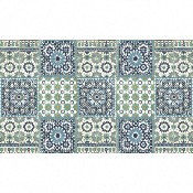 Tapis Velvet Motif Carreau Maroc Bleu Gris - 75 x 45- Mercury