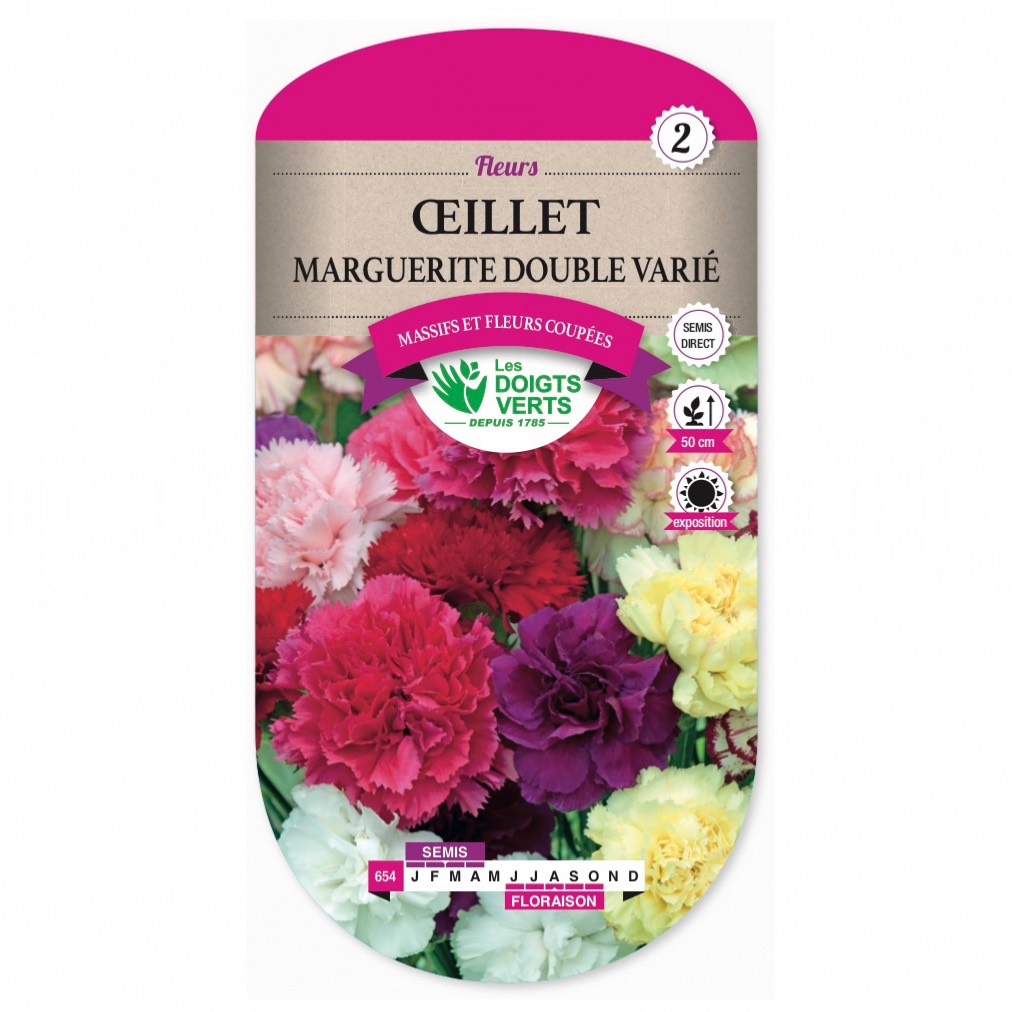 Graines D'Oeillet Des Fleuristes Triomphe Double Varié - Sachet De 0,5g (environ 230 Graines)