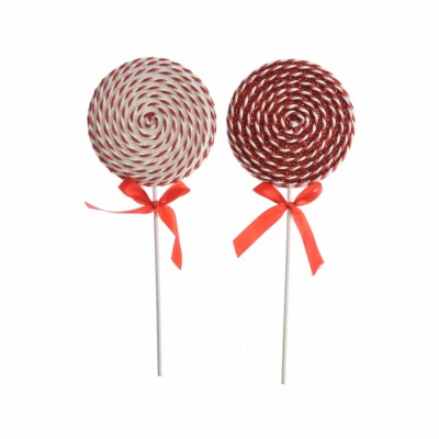 Deux Sucettes en Mousse de couleur Rouge 36 cm - Décoris
