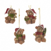 Lot de 4 Petits Ours Bruns  Suspendre - Dcoris