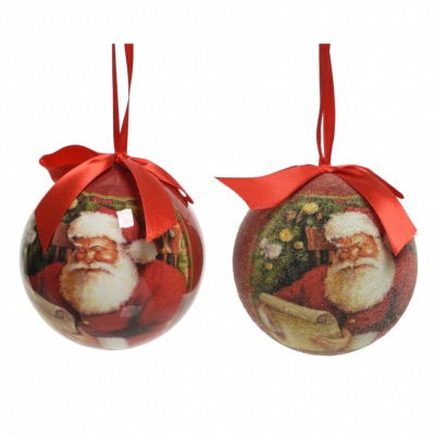 Lot de 2 boules Père Noel Assorties à suspendre, Décoris