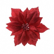 Poinsettia Rouge en Tissu sur Clip