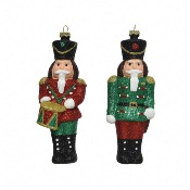 Lot de 2 Figurines Casse Noisette Rouge et Vert 16,5 cm