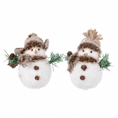 Bonhommes de Neige Blanc 14cm Décoris