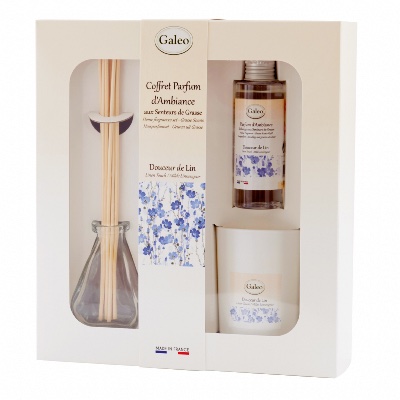 Coffret Diffuseur Rotin et Bougie Douceur de Lin - GALEO