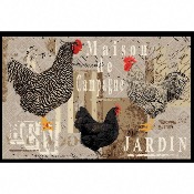 Tapis Patio Maison de Campagne Motif Poules 70 x 50 - Mercury