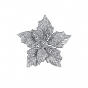 Poinsettia Argent sur Clip